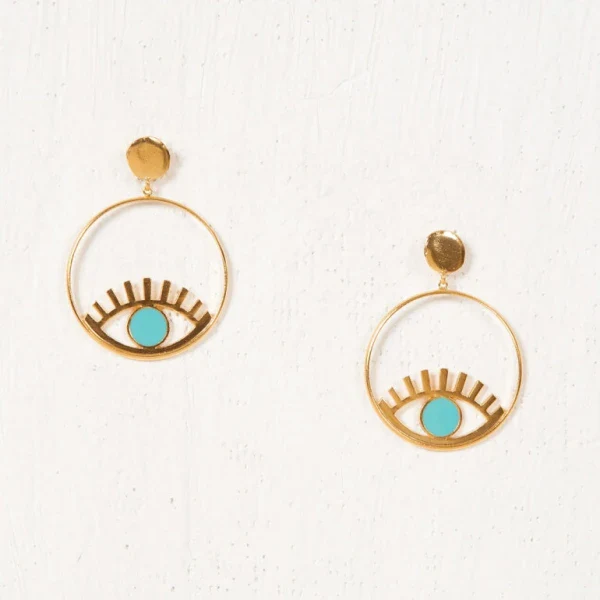 Boucles d'oreilles Ouyouni - Oeil turquoise ou blanc - Image 12