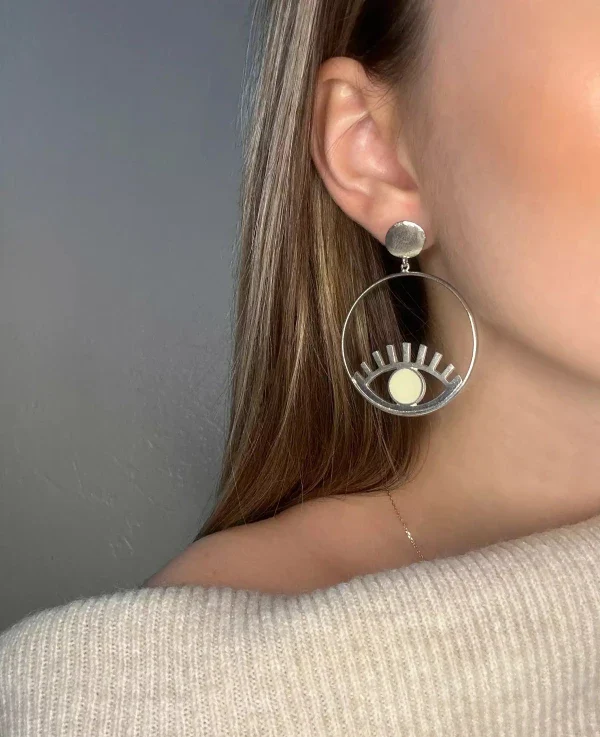 Boucles d'oreilles Ouyouni - Oeil turquoise ou blanc - Image 4