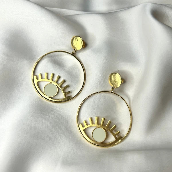 Boucles d'oreilles Ouyouni - Oeil turquoise ou blanc - Image 5