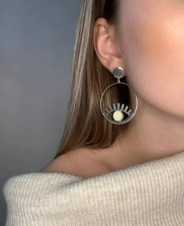 Boucles d'oreilles Ouyouni - Oeil turquoise ou blanc - Image 6