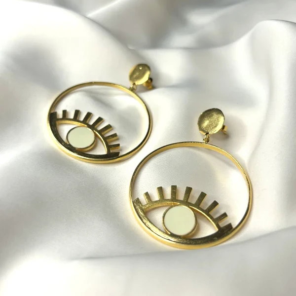 Boucles d'oreilles Ouyouni - Oeil turquoise ou blanc - Image 7