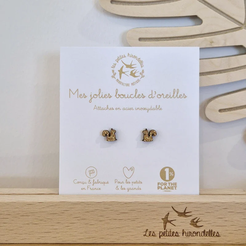 Boucles d'oreilles pailletées - Ecureuils - Image 4