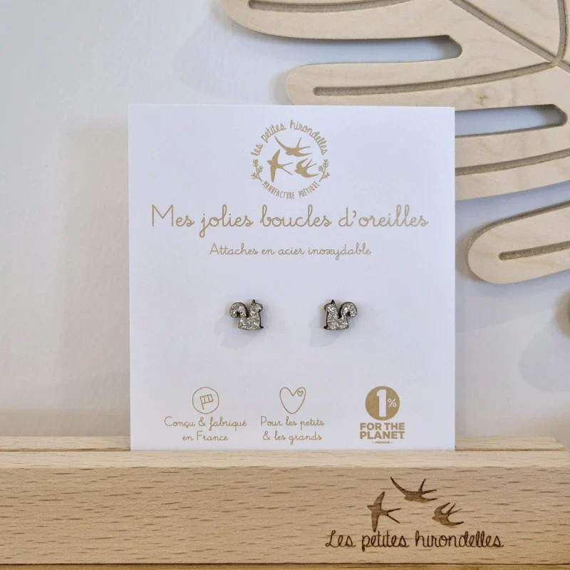 Boucles d'oreilles pailletées - Ecureuils - Image 5