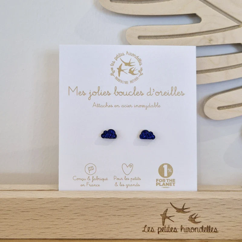 Boucles d'oreilles pailletées - Nuages - Image 4