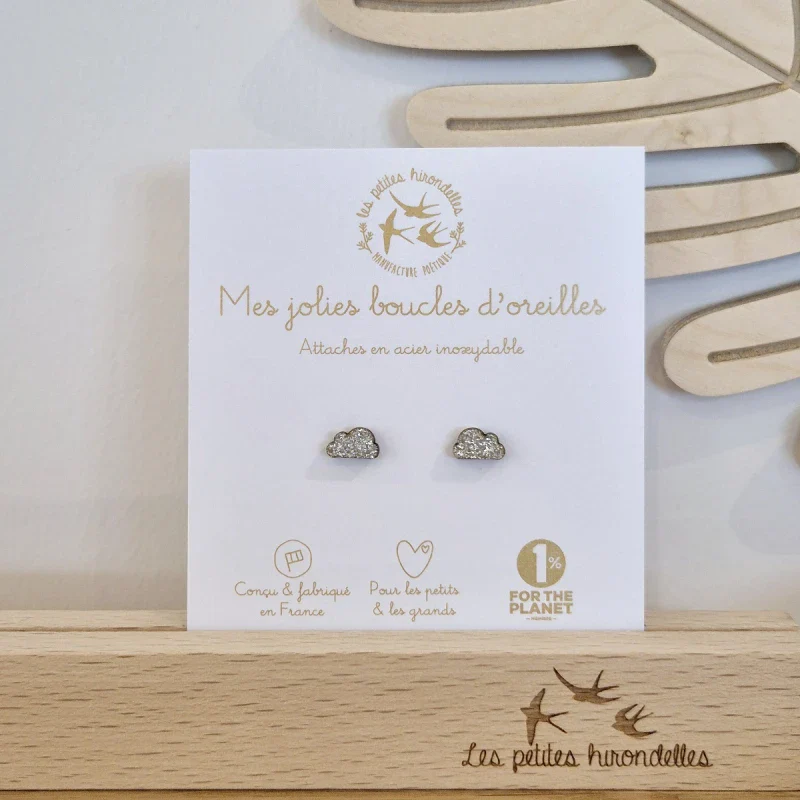 Boucles d'oreilles pailletées - Nuages - Image 6