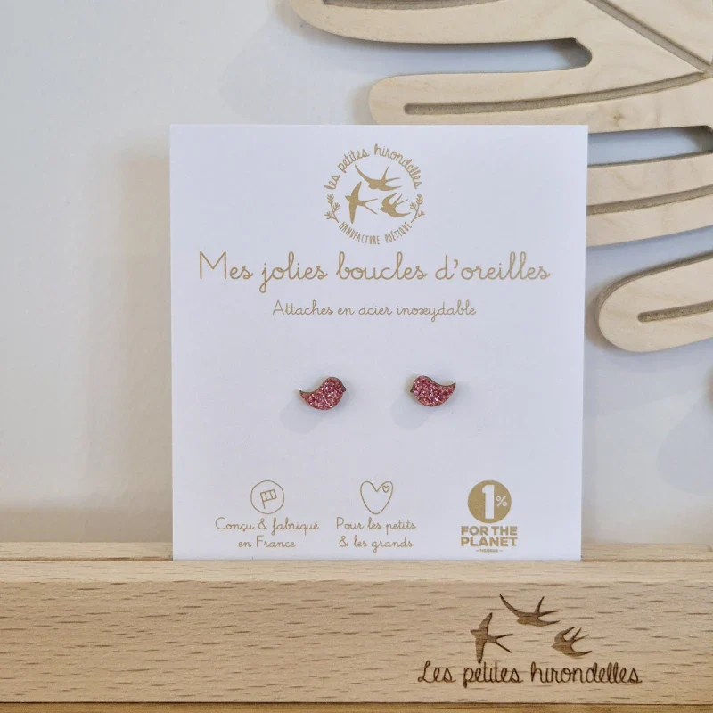 Boucles d'oreilles pailletées - Oiseaux - Image 4
