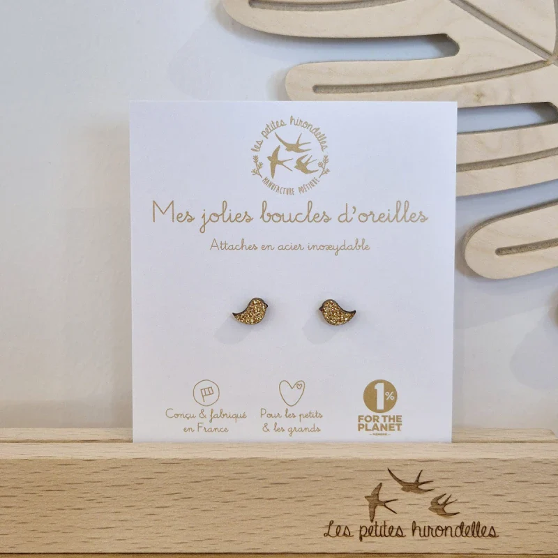 Boucles d'oreilles pailletées - Oiseaux - Image 5