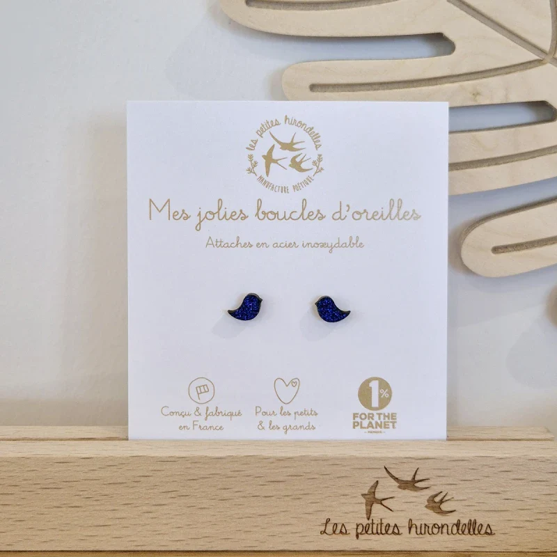 Boucles d'oreilles pailletées - Oiseaux - Image 6
