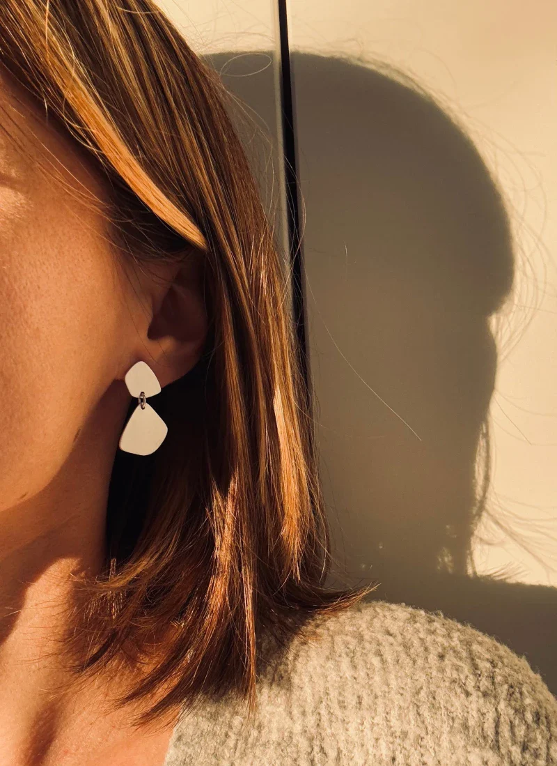 Boucles d'Oreilles Pendantes Géométriques en Argent massif