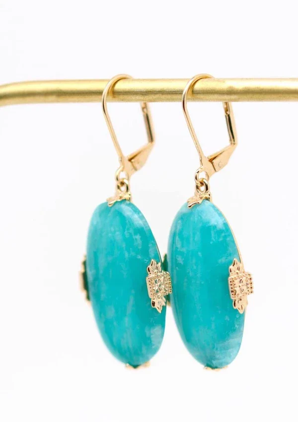 Boucles d'oreilles plaqué or et Amazonite I Joséphine - Image 2
