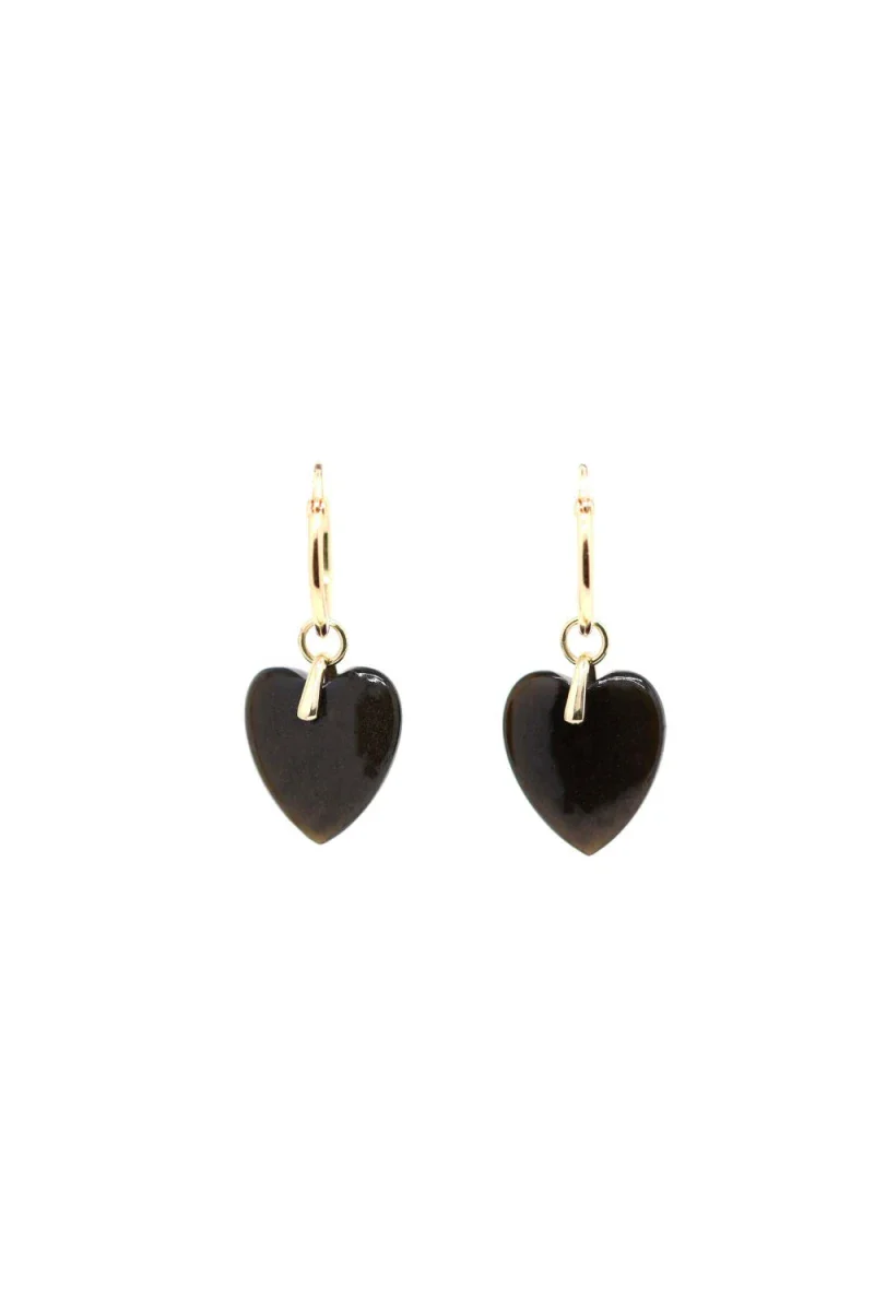 Boucles d'oreilles plaqué or et Onyx noir - Charlotte - Image 2