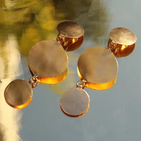 Boucles d'oreilles rondes 2 ou 3 Pépites I Dorée - Image 2