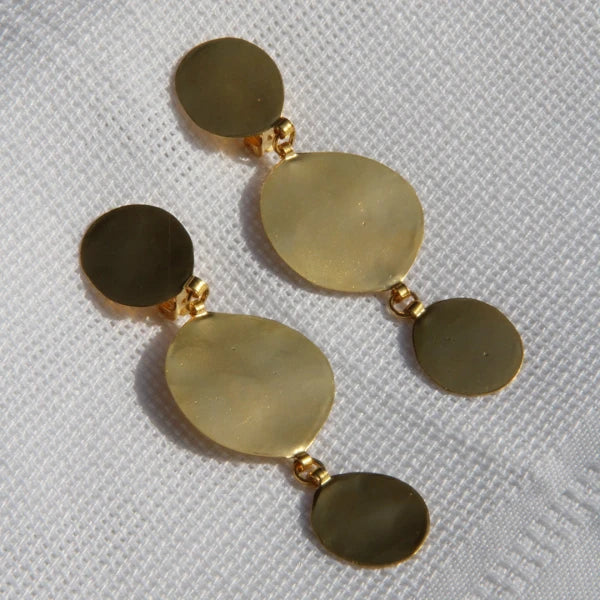 Boucles d'oreilles rondes 2 ou 3 Pépites I Dorée - Image 3