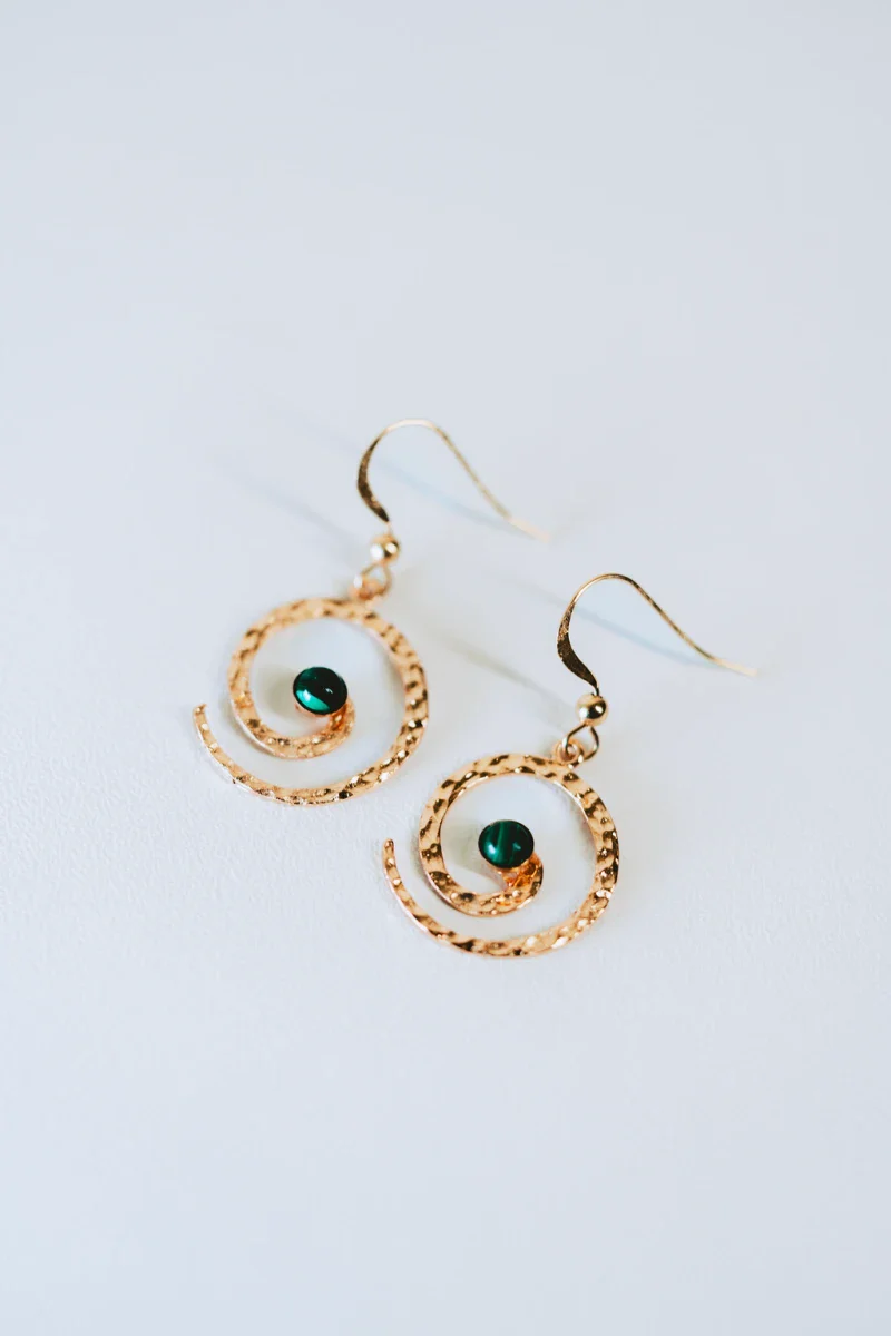 Boucles d'oreilles spirale en pierres fines naturelles - Image 2