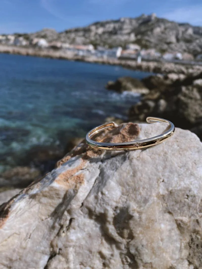Bracelet doré ou argenté en jonc - Stardust - Image 3