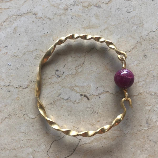 Bracelet doré tressé avec pierre semi-précieuse - Image 12