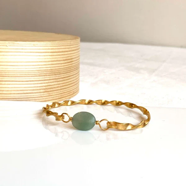 Bracelet doré tressé avec pierre semi-précieuse - Image 13