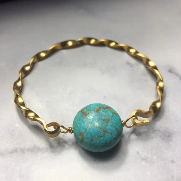 Bracelet doré tressé avec pierre semi-précieuse - Image 14