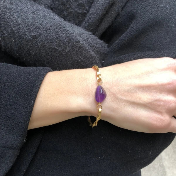 Bracelet doré tressé avec pierre semi-précieuse - Image 16