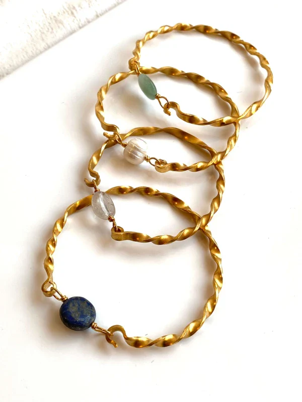 Bracelet doré tressé avec pierre semi-précieuse - Image 18