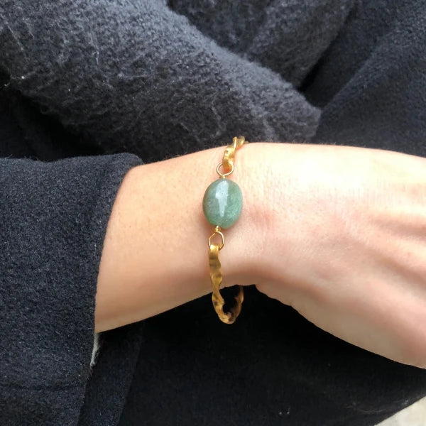 Bracelet doré tressé avec pierre semi-précieuse - Image 19