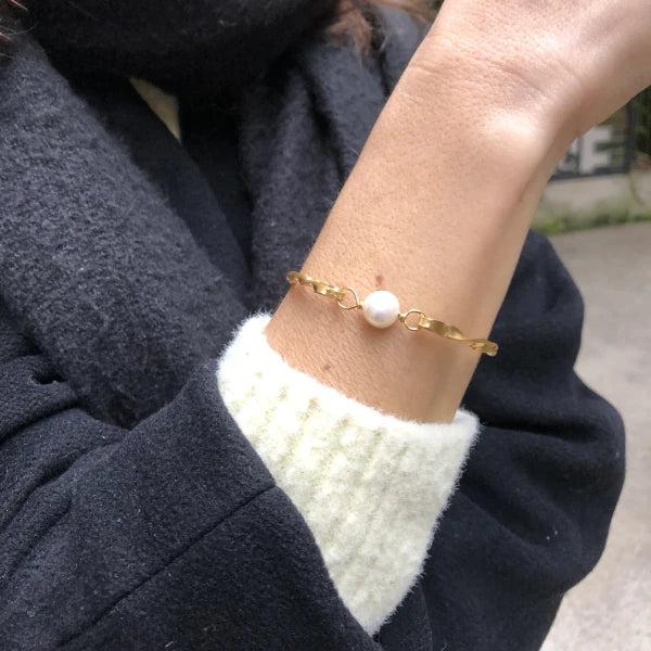 Bracelet doré tressé avec pierre semi-précieuse - Image 20