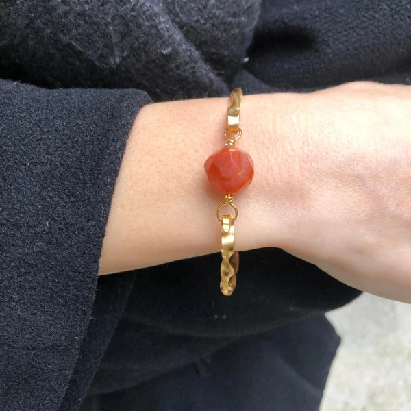 Bracelet doré tressé avec pierre semi-précieuse - Image 6