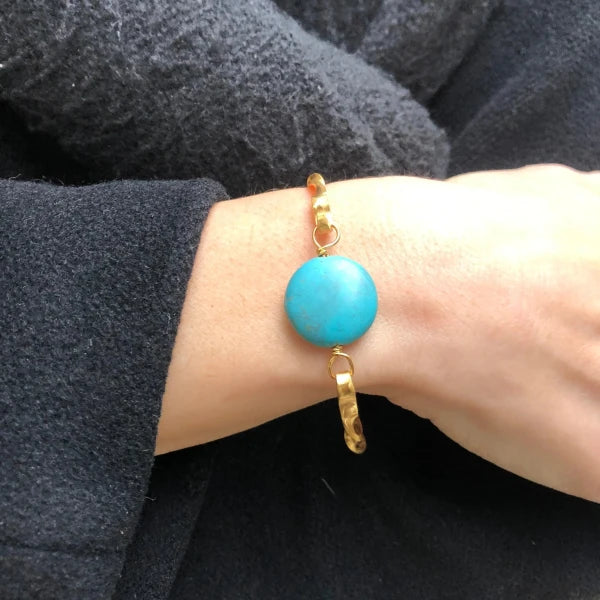 Bracelet doré tressé avec pierre semi-précieuse - Image 9