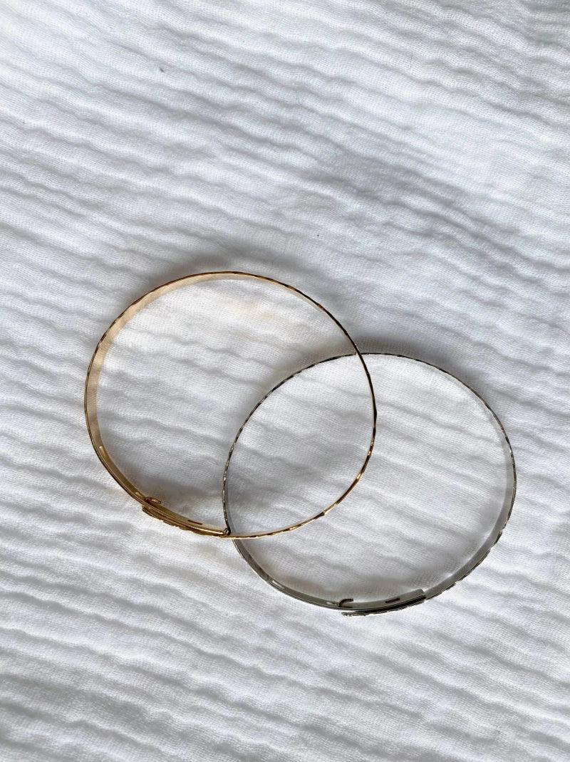 Bracelet dorée ou argentée en jonc - Roches - Image 2