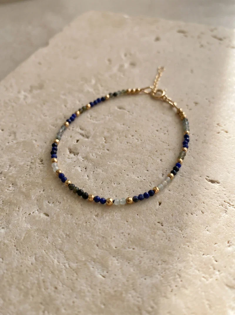 Bracelet en lapis lazuli et aigue-marine - Tiny stones Happiness - Image 7