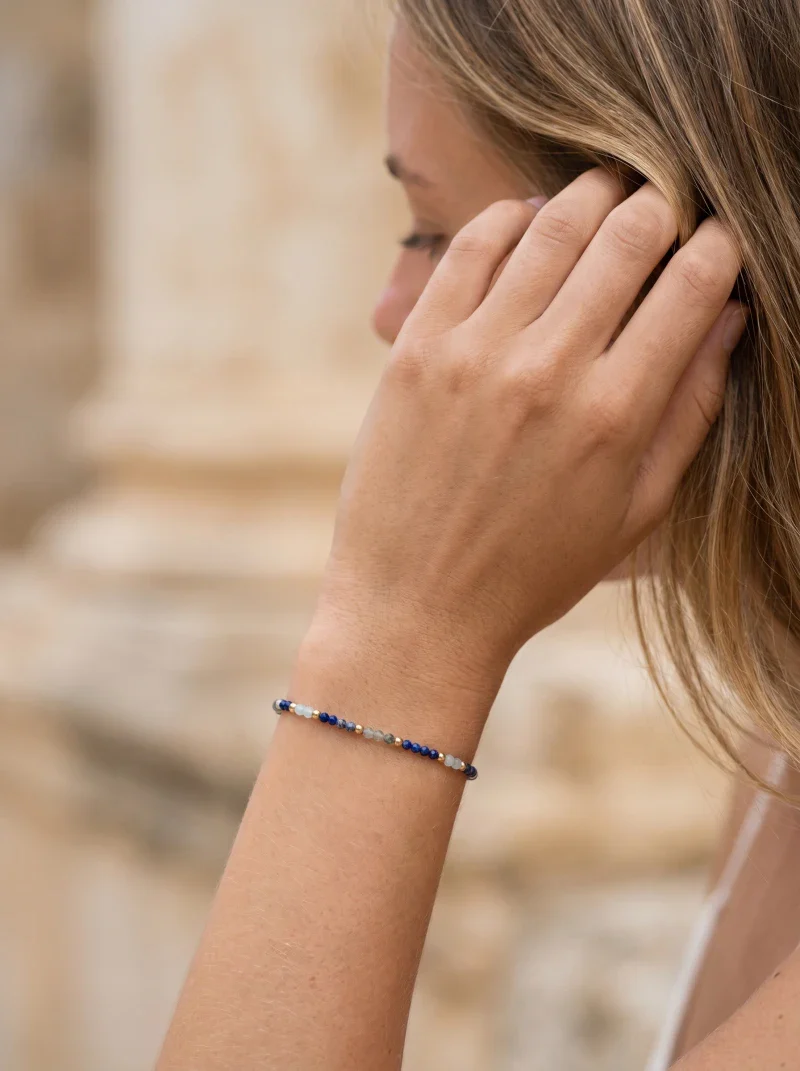 Bracelet en lapis lazuli et aigue-marine - Tiny stones Happiness - Image 8