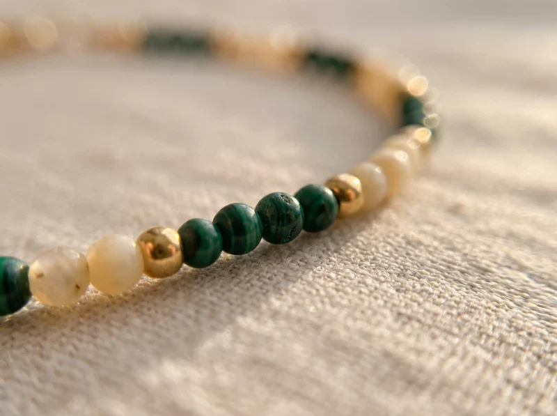 Bracelet en pierre malachite - Tiny stones Lucky - Image 5
