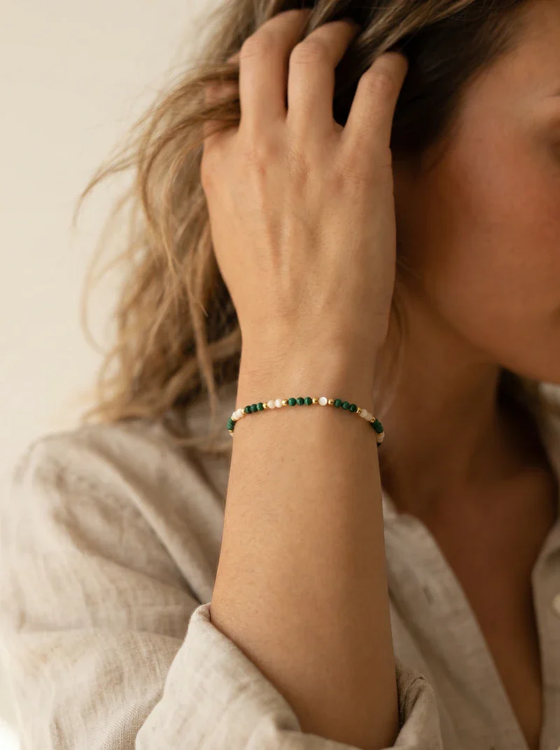 Bracelet en pierre malachite - Tiny stones Lucky - Image 6