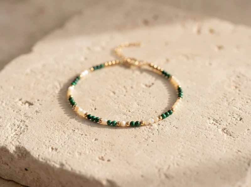 Bracelet en pierre malachite - Tiny stones Lucky - Image 7