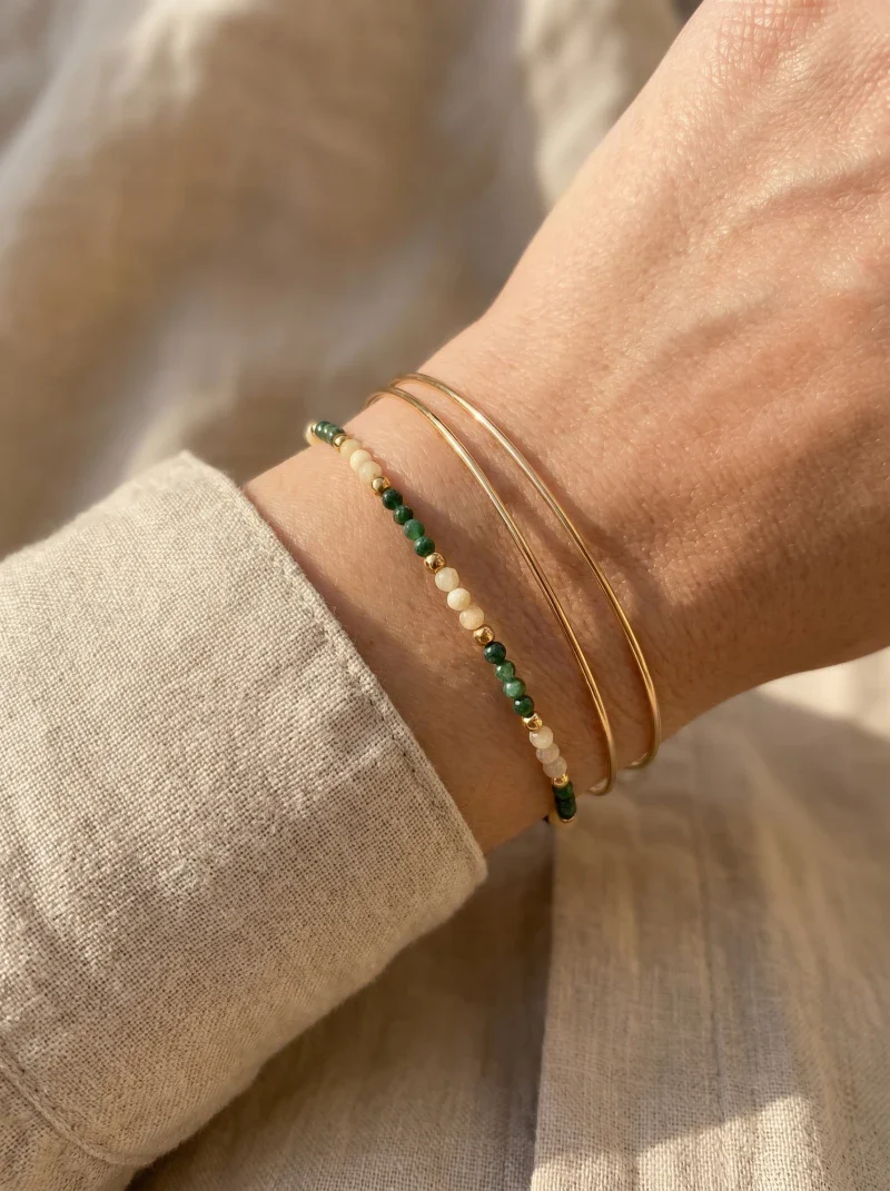 Bracelet en pierre malachite - Tiny stones Lucky - Image 8
