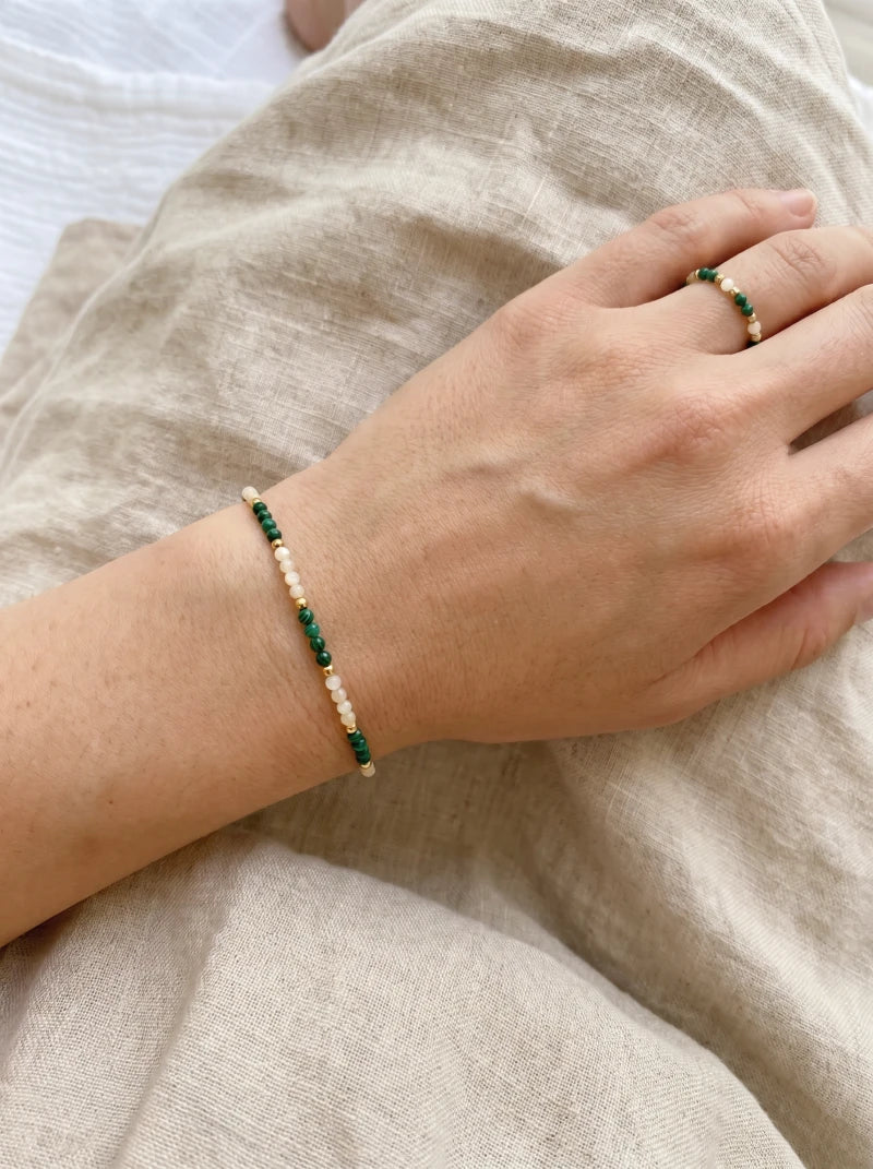 Bracelet en pierre malachite - Tiny stones Lucky - Image 9