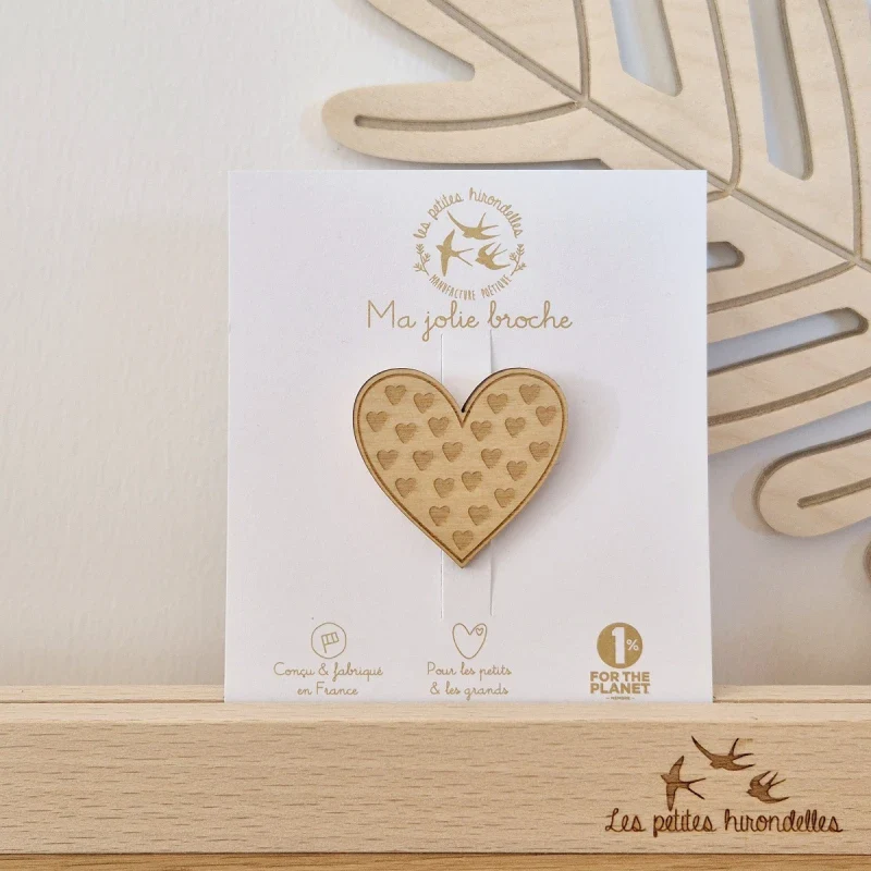 Broche en bois - Cœur - Image 2