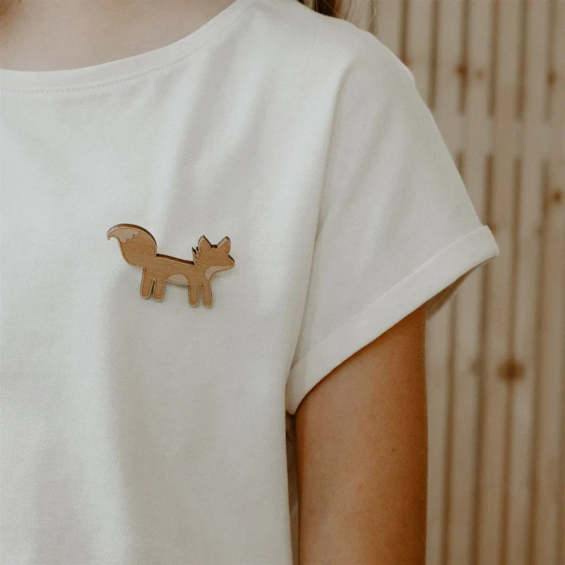 Broche en bois - Renard - Image 2