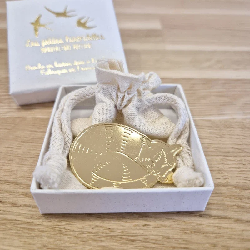 Broche en laiton doré à l'or fin 24 carats - Chat - Image 3