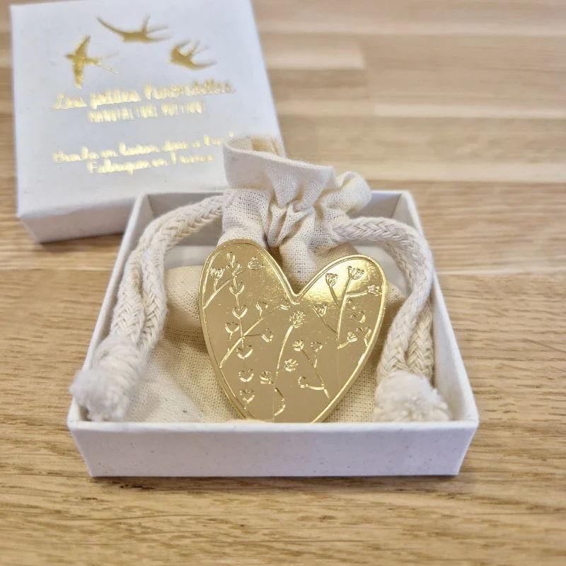 Broche laiton doré à l'or fin 24 carats - Cœur - Image 3