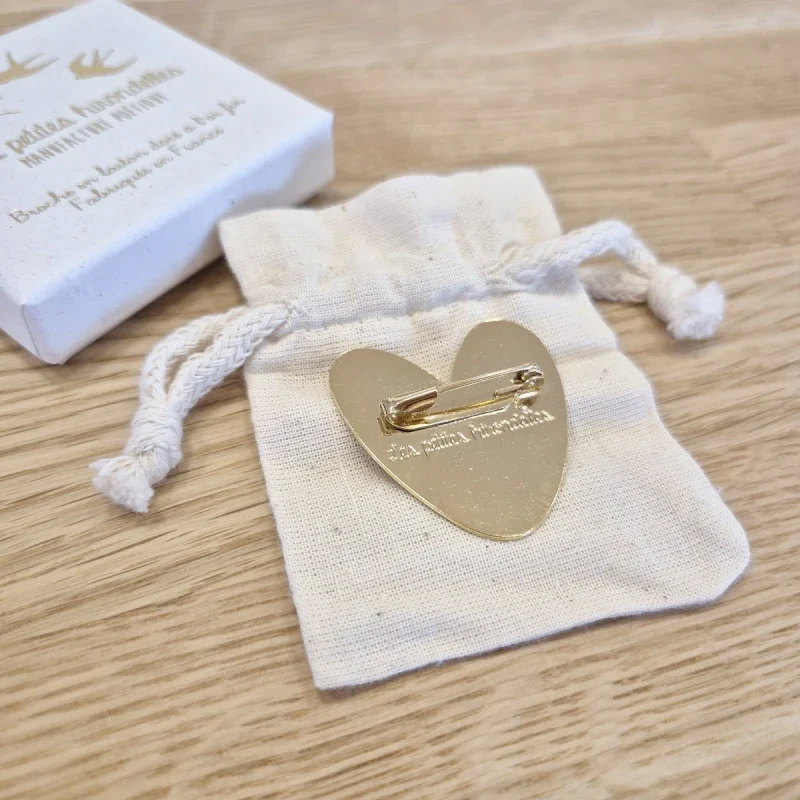Broche laiton doré à l'or fin 24 carats - Cœur - Image 4