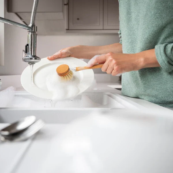 Brosse à vaisselle en bambou réutilisable avec tête interchangeable - Image 5
