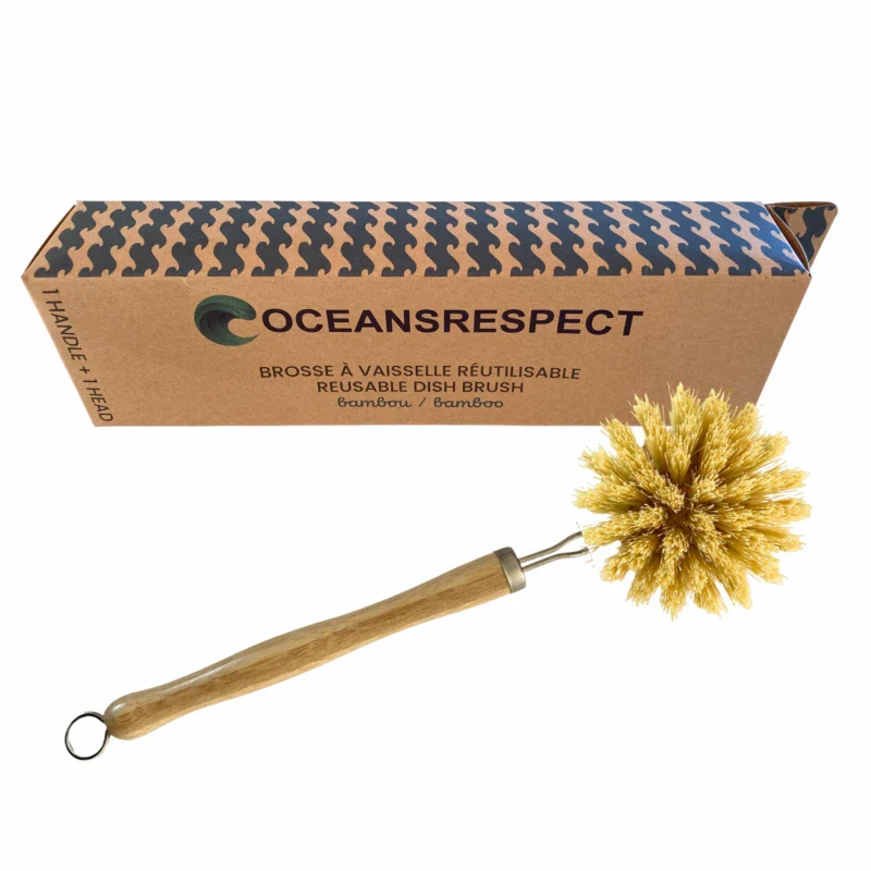 Brosse à vaisselle en bambou réutilisable avec tête interchangeable - Image 6