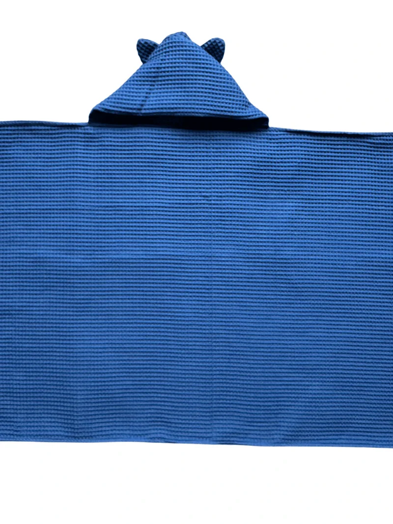 Cape de bain en nid d'abeille - Bleu denim - Fait main - Image 4