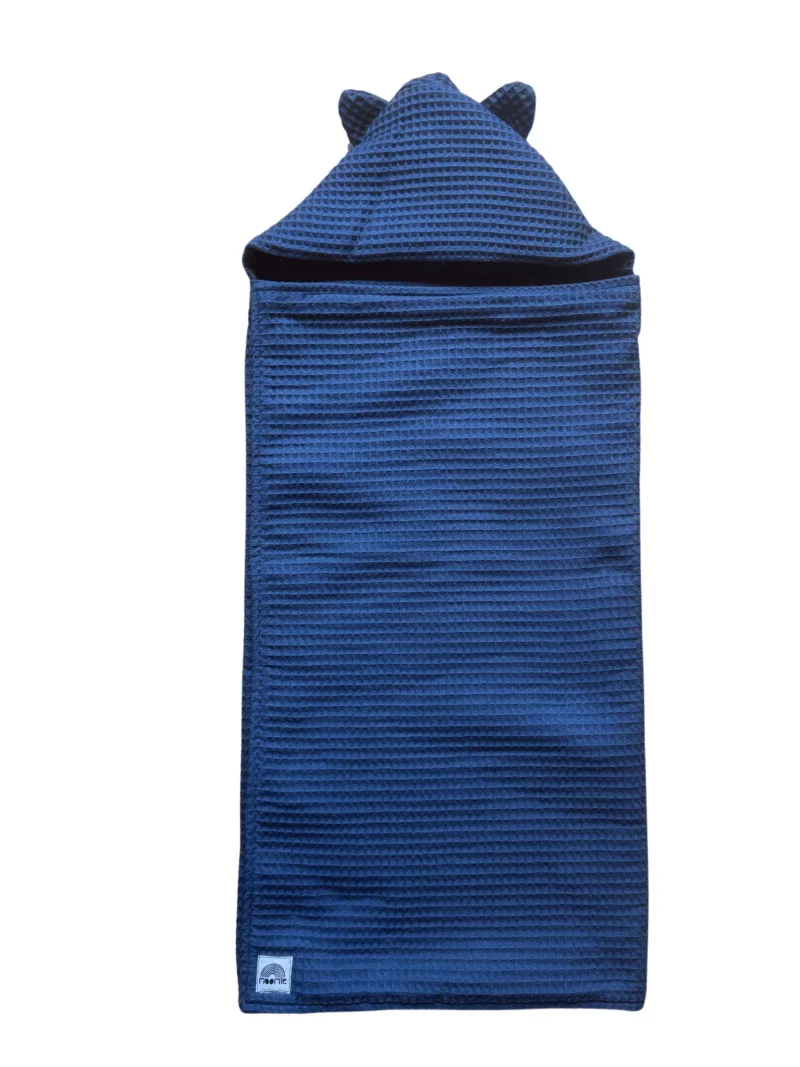Cape de bain en nid d'abeille - Bleu denim - Fait main - Image 5