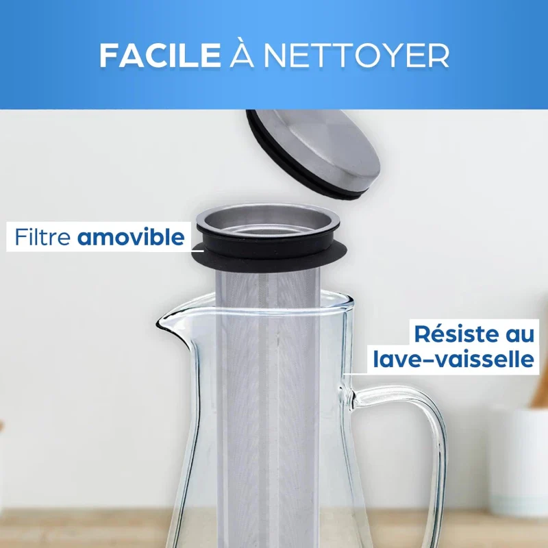 Carafe Infusion Inox à froid 1.6L avec couvercle hermétique - Image 6