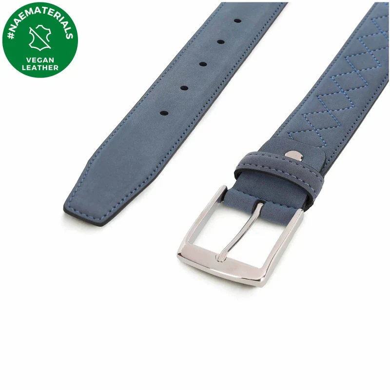 Ceinture en Nobuck Vegan - Bleu et Beige - Image 2