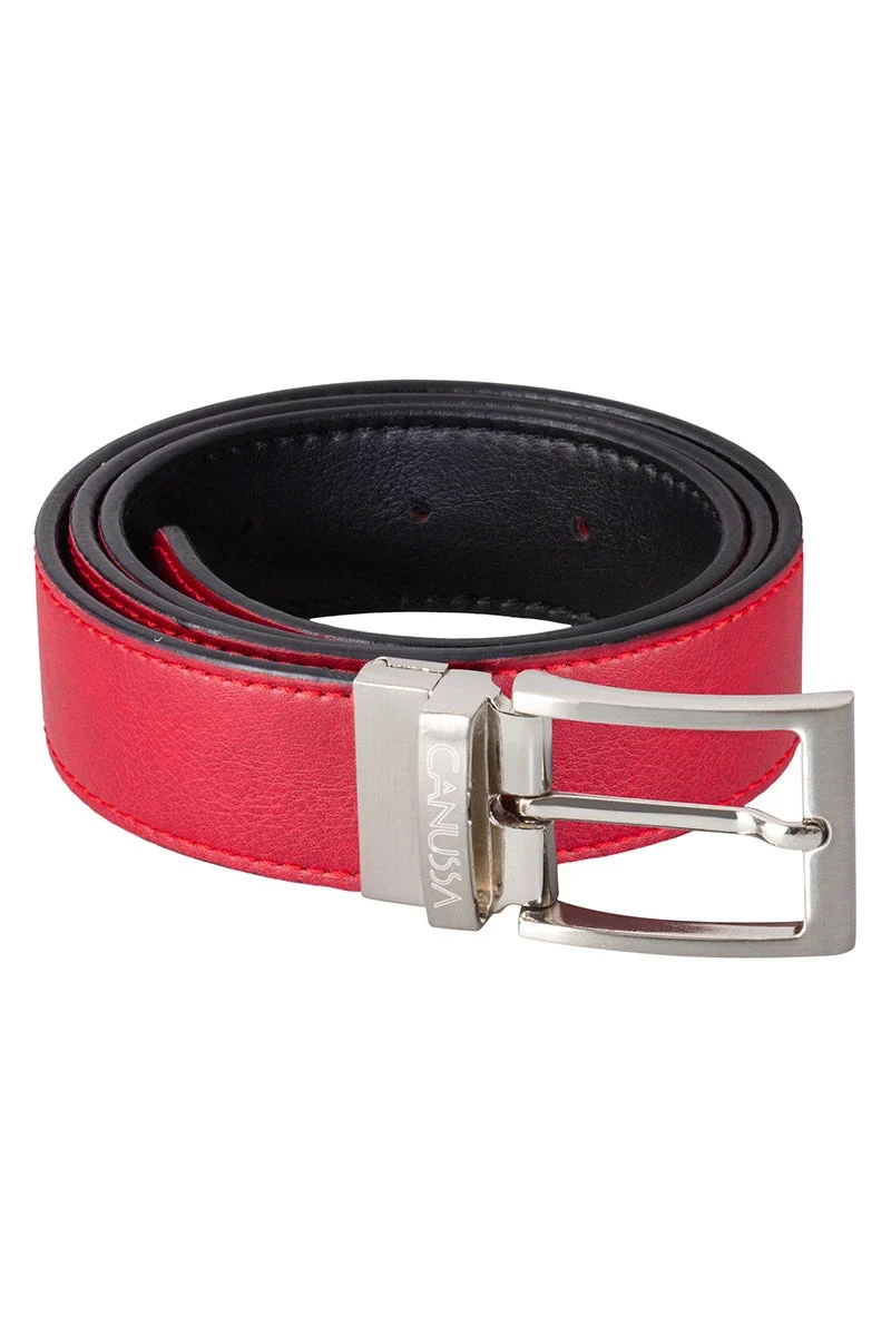 Ceinture réversible en cuir vegan - Noir & rouge - Image 10