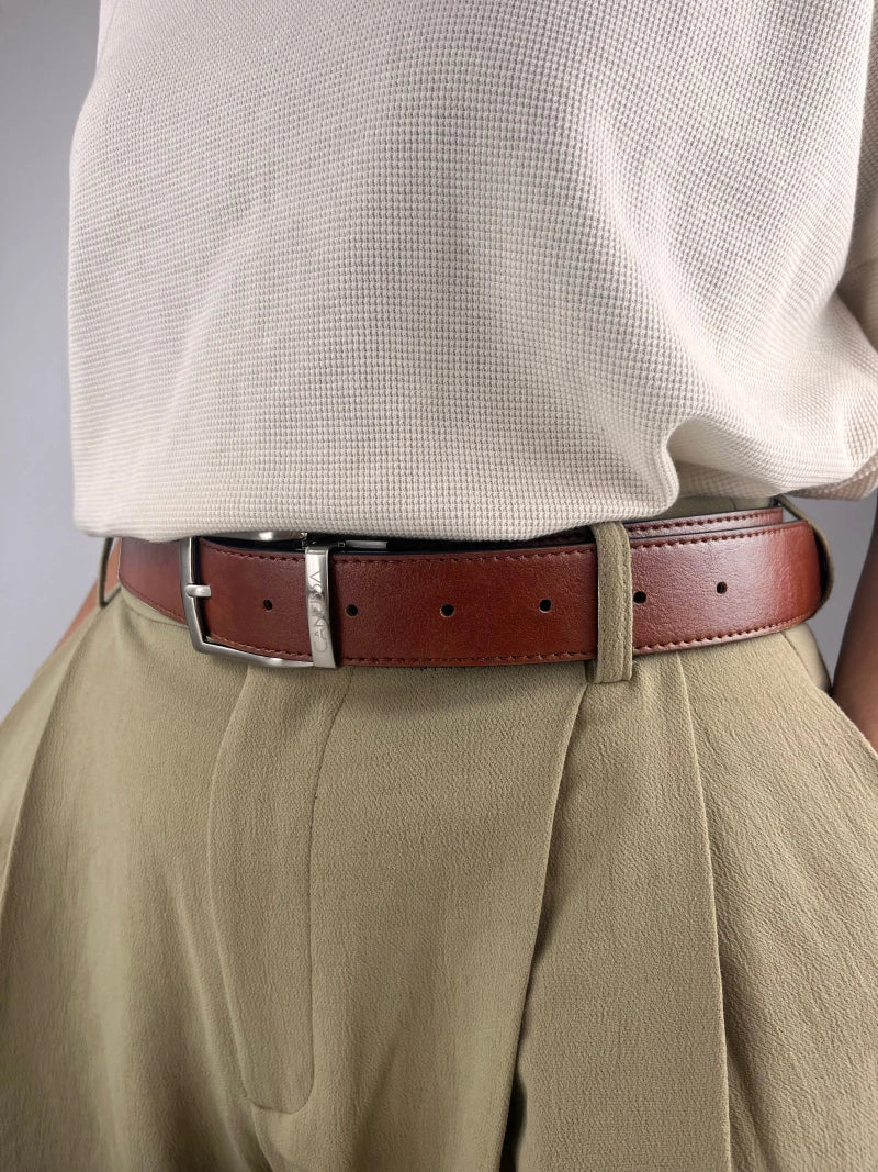 Ceinture réversible vegan - Noir & Hazelnut