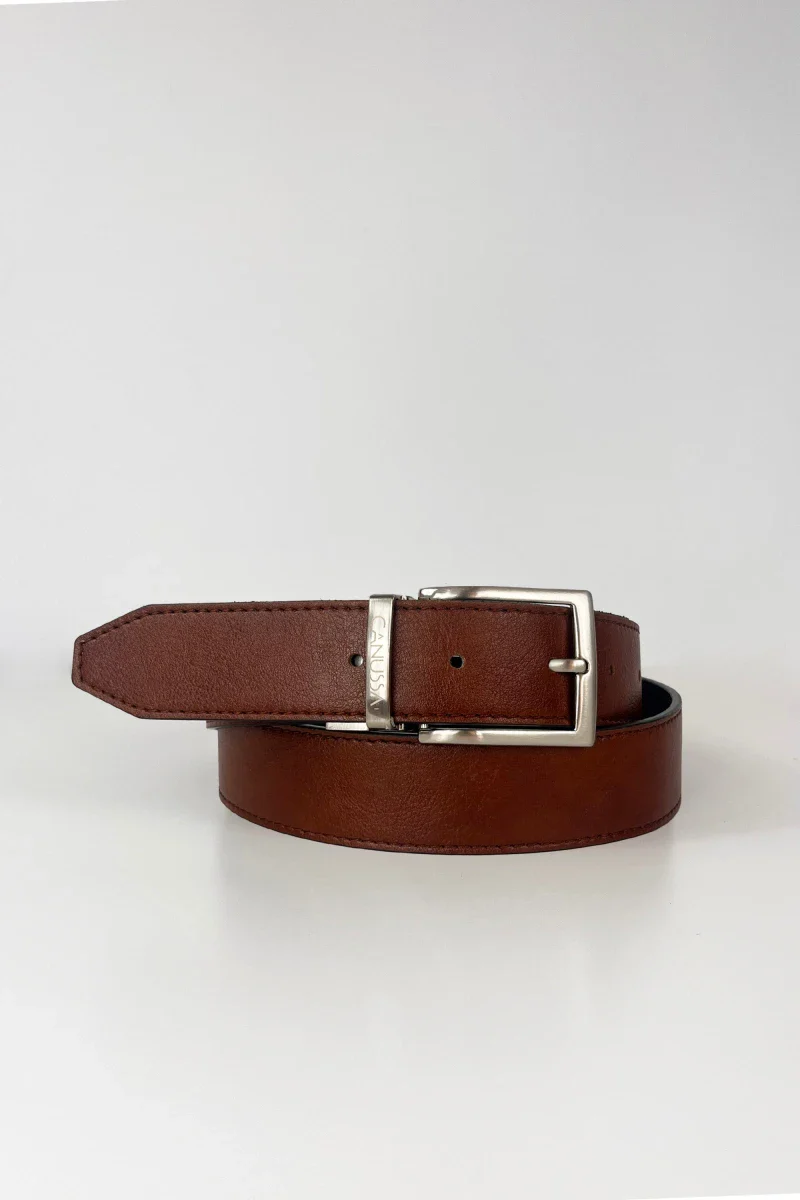 Ceinture réversible vegan - Noir & Hazelnut - Image 5